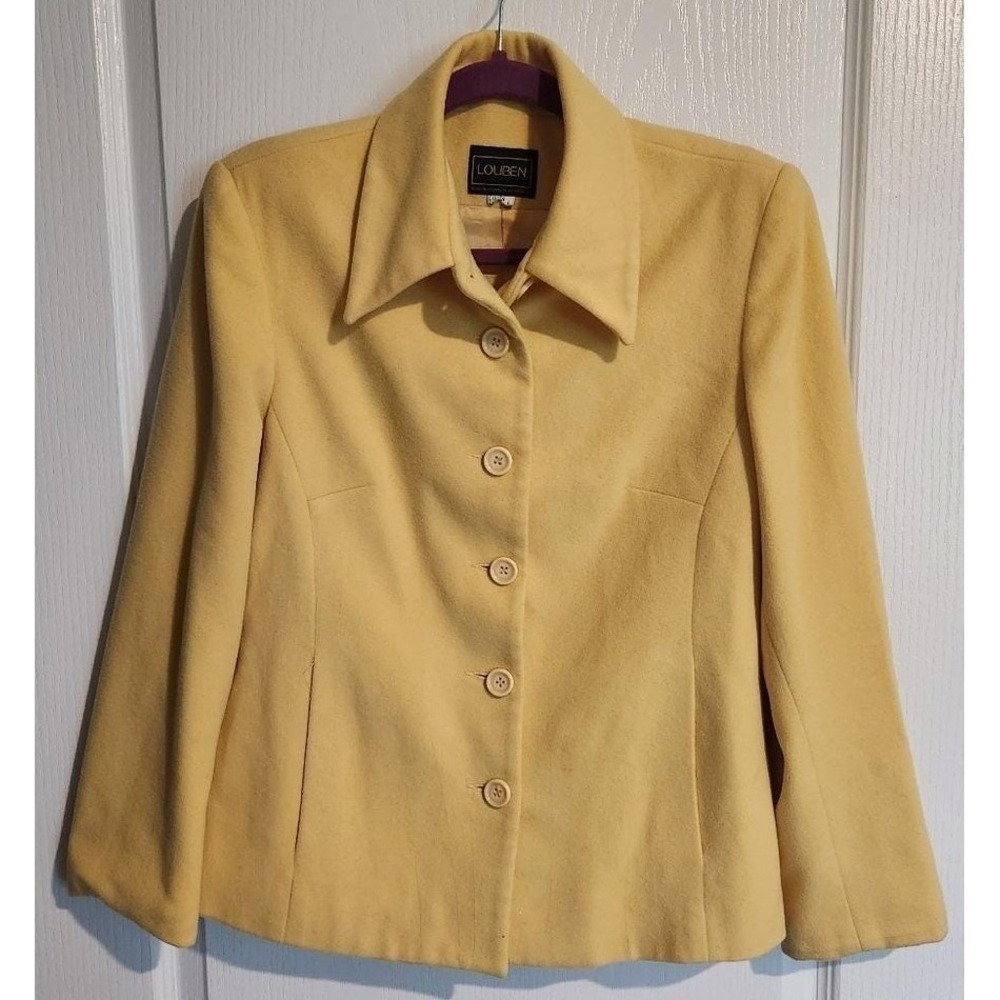 Louben Wool Cashmere Pastel Yellow Jacket Blazer Sm Med Vtg Old Money Academia